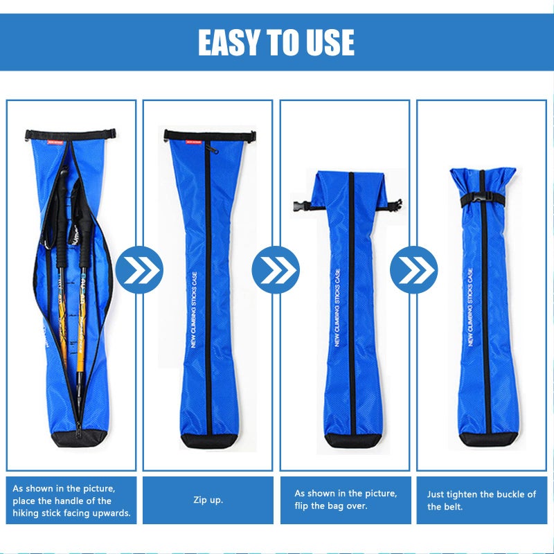 Chris.W Portable Trekking Pole Carrying Bag Storage Bag Pouch with Zipper for Walking Stick Hiking Poles Travel Case(Blue) - Image 3